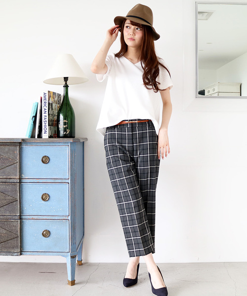 N.（N. Natural Beauty Basic）（エヌエヌナチュラルビューティーベーシック）の「先染めチェックストレッチパンツ（その他パンツ・レディース・ベージュ系その他/グレー系その他・MEDIUM/SMALL）」の4枚目の写真