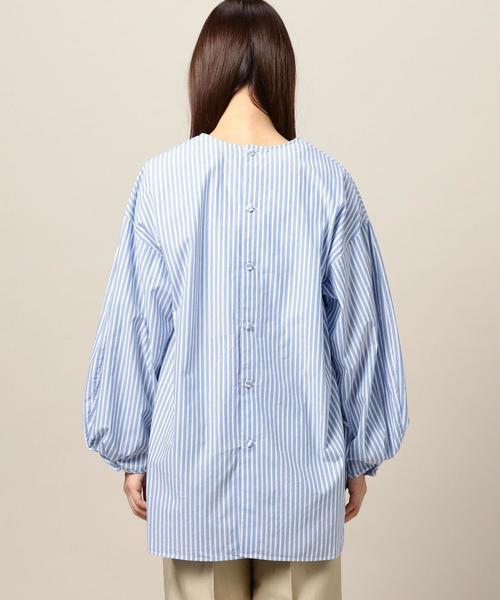BEAUTY&YOUTH UNITED ARROWS(ビューティーアンドユースユナイテッドアローズ)の「BY コットン ストライプ ドロースト ビッグシルエットブラウス -2WAY- ◆(シャツ/ブラウス・レディース・オフホワイト/ライトブルー・FREE)」の15枚目の写真