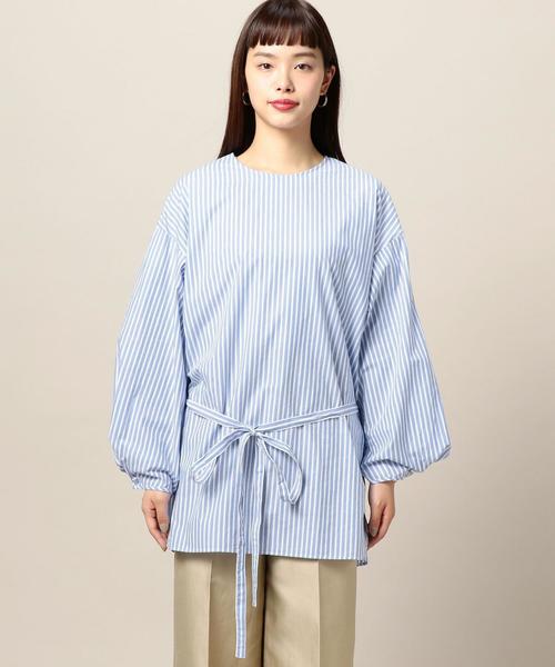 BEAUTY&YOUTH UNITED ARROWS(ビューティーアンドユースユナイテッドアローズ)の「BY コットン ストライプ ドロースト ビッグシルエットブラウス -2WAY- ◆(シャツ/ブラウス・レディース・オフホワイト/ライトブルー・FREE)」の16枚目の写真