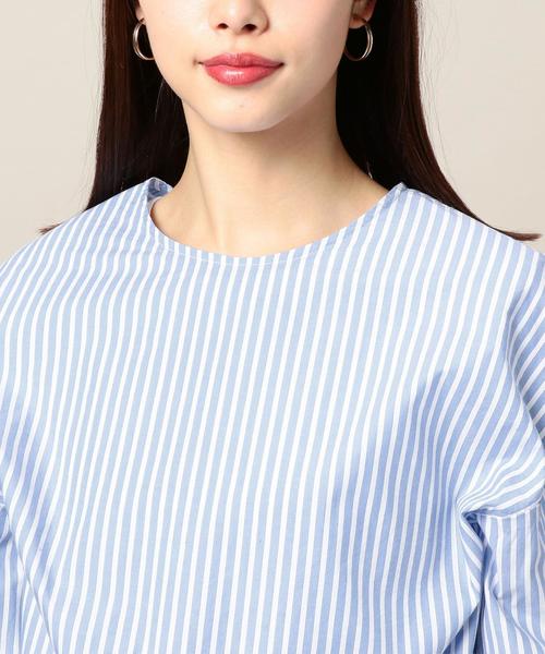 BEAUTY&YOUTH UNITED ARROWS(ビューティーアンドユースユナイテッドアローズ)の「BY コットン ストライプ ドロースト ビッグシルエットブラウス -2WAY- ◆(シャツ/ブラウス・レディース・オフホワイト/ライトブルー・FREE)」の14枚目の写真