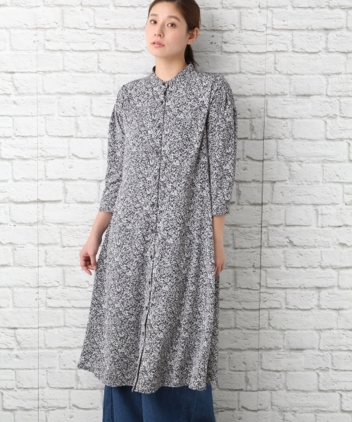 LEPSIM（レプシィム）の「ハナガラロングワンピースコート　748148（シャツワンピース・レディース・ブラック/ネイビー/ブルー・MEDIUM/LARGE）」の12枚目の写真