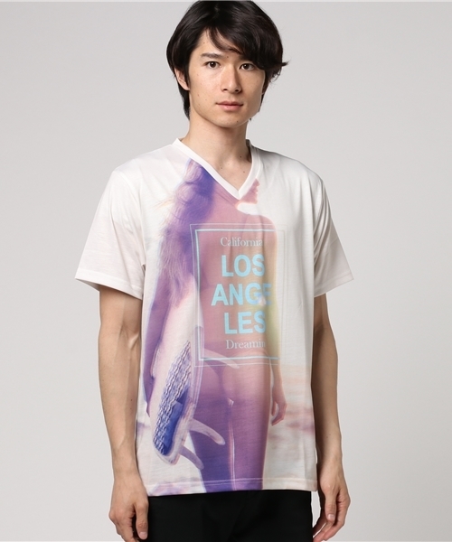 JACKROSE（ジャックローズ）の「LOSANGELESフォトTシャツ（Tシャツ/カットソー・メンズ・ブルー/レッド・L/M）」の4枚目の写真