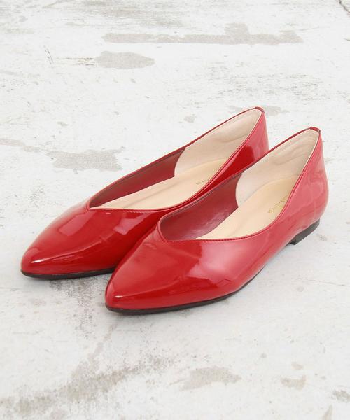 BEAUTY&YOUTH UNITED ARROWS（ビューティーアンドユースユナイテッドアローズ）の「BY∴ フェイクエナメルVカットフラットパンプス ◆（パンプス・レディース・ブラック/レッド・35h/37/36/36h/37h/38）」の10枚目の写真