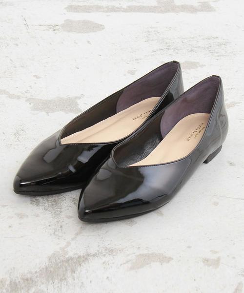 BEAUTY&YOUTH UNITED ARROWS（ビューティーアンドユースユナイテッドアローズ）の「BY∴ フェイクエナメルVカットフラットパンプス ◆（パンプス・レディース・ブラック/レッド・35h/37/36/36h/37h/38）」の11枚目の写真