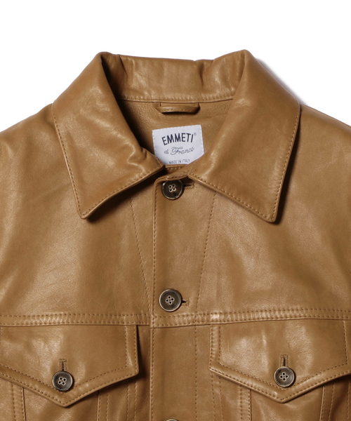 EMMETI(エンメティ)の「EMMETI / 別注 DIEGO レザー Gジャケット (ブルゾン・メンズ・ライトブラウン・44/46/48/50)」の3枚目の写真