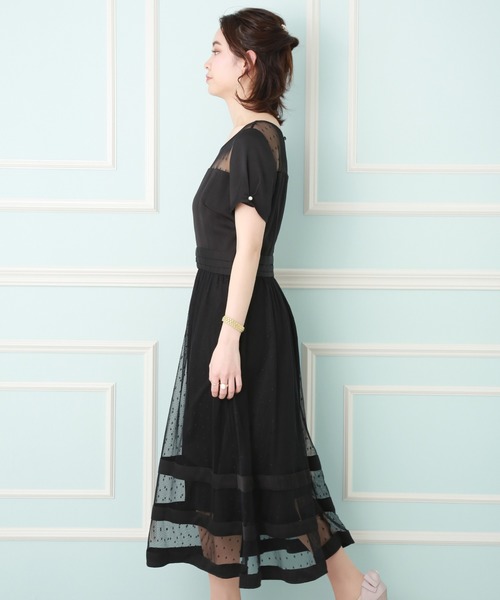 MARLENE JOBERT(マルレーヌ ジョベル)の「ドットチュールミモレ丈ドレスワンピース(ドレス・レディース・ネイビー/ブラック・L/M)」の13枚目の写真