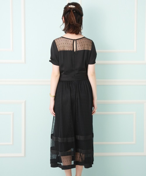 MARLENE JOBERT(マルレーヌ ジョベル)の「ドットチュールミモレ丈ドレスワンピース(ドレス・レディース・ネイビー/ブラック・L/M)」の12枚目の写真