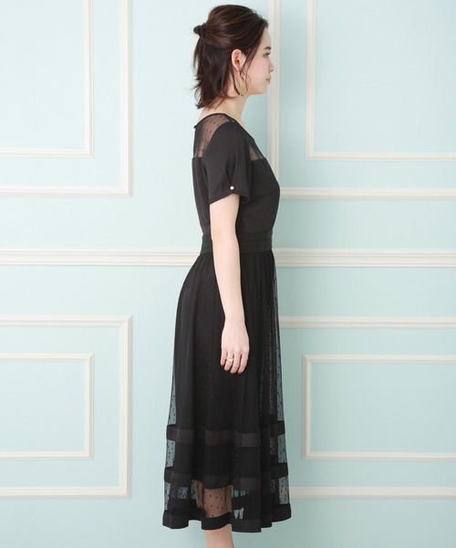 MARLENE JOBERT(マルレーヌ ジョベル)の「ドットチュールミモレ丈ドレスワンピース(ドレス・レディース・ネイビー/ブラック・L/M)」の11枚目の写真