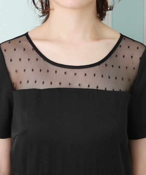 MARLENE JOBERT(マルレーヌ ジョベル)の「ドットチュールミモレ丈ドレスワンピース(ドレス・レディース・ネイビー/ブラック・L/M)」の10枚目の写真