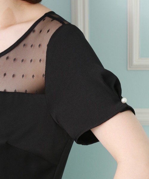 MARLENE JOBERT(マルレーヌ ジョベル)の「ドットチュールミモレ丈ドレスワンピース(ドレス・レディース・ネイビー/ブラック・L/M)」の8枚目の写真