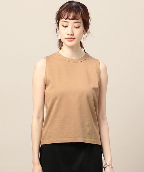 BEAUTY&YOUTH UNITED ARROWS（ビューティーアンドユースユナイテッドアローズ）の「BY∴ コットンノースリーブトップス о（Tシャツ/カットソー・レディース・ベージュ/ケリー/ブラック/ホワイト・FREE）」の14枚目の写真