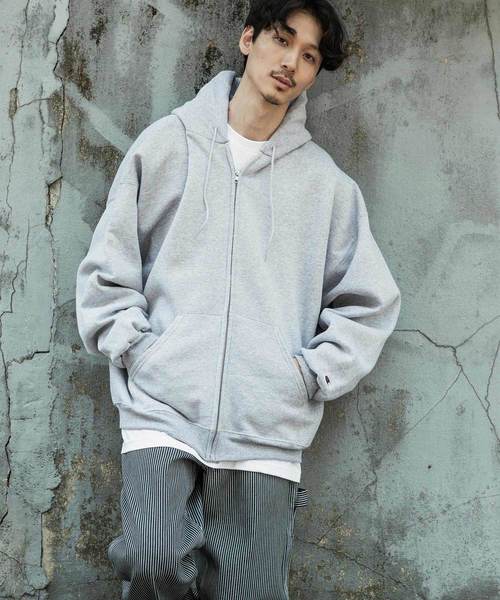 Champion(チャンピオン)の「【Champion】チャンピオン ビッグシルエット ライト裏起毛 ジップパーカー(パーカー・メンズ・ブラック/ネイビー/グレー・XX-LARGE/XXX-LARGE/X-LARGE)」の3枚目の写真