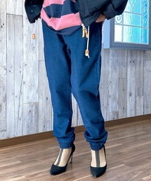 BEATJIVE | デニムパンツ ジョガーパンツ ヴィンテージ加工 ストレッチ キレイめ ゆったり レディース(デニムパンツ)