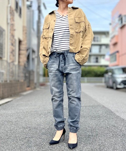 デニムパンツ ジョガーパンツ ヴィンテージ加工 ストレッチ