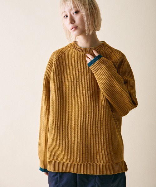 rehacer（レアセル）の「rehacer : Flix Ridge Crew Knit（ニット/セーター・レディース・ブラック/ネイビー/マスタード・SMALL）」の13枚目の写真
