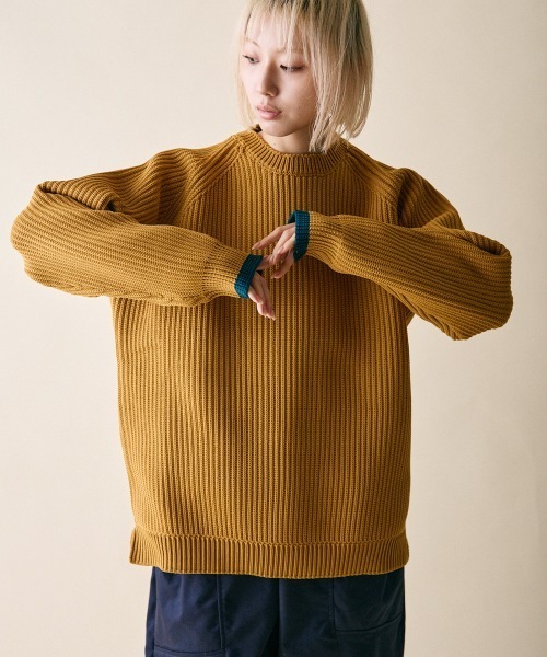 rehacer（レアセル）の「rehacer : Flix Ridge Crew Knit（ニット/セーター・レディース・ブラック/ネイビー/マスタード・SMALL）」の15枚目の写真