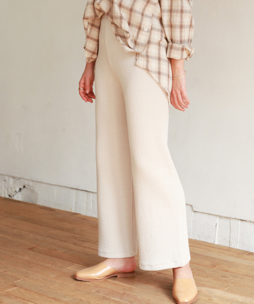 Auntie Rosa（アンティローザ）の「【Auntie Rosa】ロングワイドリブパンツ（その他パンツ・レディース・ナチュラル/モカ/ブラック・FREE）」の3枚目の写真