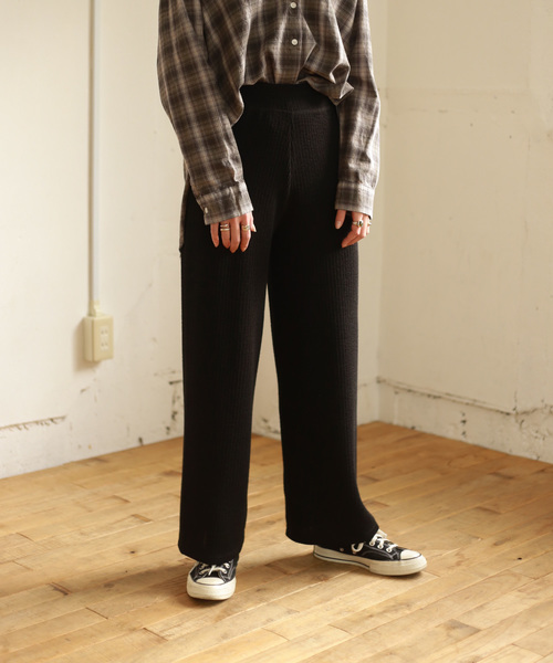 Auntie Rosa（アンティローザ）の「【Auntie Rosa】ロングワイドリブパンツ（その他パンツ・レディース・ナチュラル/モカ/ブラック・FREE）」の2枚目の写真