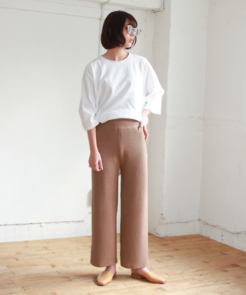 Auntie Rosa（アンティローザ）の「【Auntie Rosa】ロングワイドリブパンツ（その他パンツ・レディース・ナチュラル/モカ/ブラック・FREE）」の18枚目の写真