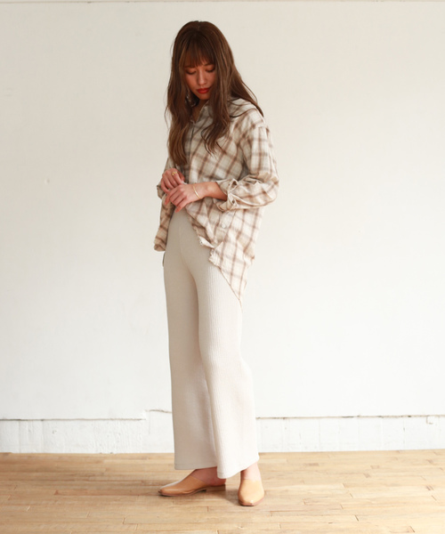 Auntie Rosa（アンティローザ）の「【Auntie Rosa】ロングワイドリブパンツ（その他パンツ・レディース・ナチュラル/モカ/ブラック・FREE）」の12枚目の写真