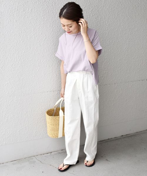 liflattie ships（リフラティ シップス）の「liflattie ships:コットンダブルカフTEE◇（Tシャツ/カットソー・レディース・ブラック/ベージュ/ラベンダー/ナチュラル・ONE SIZE）」の20枚目の写真