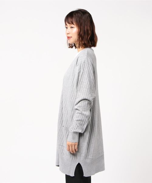 EVLOVE(イヴロヴ)の「【 大きいサイズ レディース 】 EVLOVE ( イヴロヴ ) カーディガン リブ ニット ロング(カーディガン/ボレロ・レディース・ブラック/ボルドー/マスタード/杢グレー・15号)」の5枚目の写真