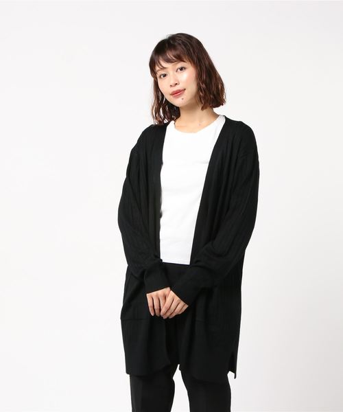 EVLOVE(イヴロヴ)の「【 大きいサイズ レディース 】 EVLOVE ( イヴロヴ ) カーディガン リブ ニット ロング(カーディガン/ボレロ・レディース・ブラック/ボルドー/マスタード/杢グレー・15号)」の7枚目の写真
