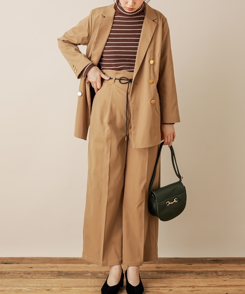 natural couture(ナチュラルクチュール)の「合皮ベルト付きワイドパンツ(その他パンツ・レディース・ネイビー/キャメル/チェック・FREE)」の3枚目の写真