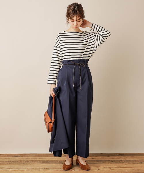 natural couture(ナチュラルクチュール)の「合皮ベルト付きワイドパンツ(その他パンツ・レディース・ネイビー/キャメル/チェック・FREE)」の4枚目の写真