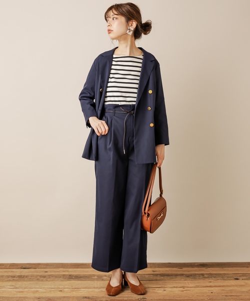 natural couture(ナチュラルクチュール)の「合皮ベルト付きワイドパンツ(その他パンツ・レディース・ネイビー/キャメル/チェック・FREE)」の9枚目の写真