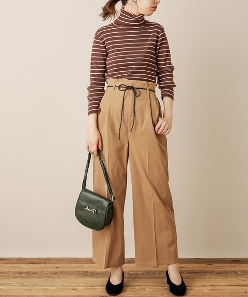 natural couture(ナチュラルクチュール)の「合皮ベルト付きワイドパンツ(その他パンツ・レディース・ネイビー/キャメル/チェック・FREE)」の7枚目の写真