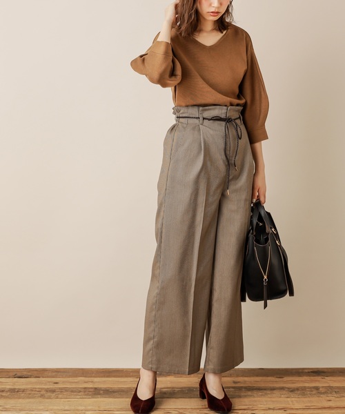natural couture(ナチュラルクチュール)の「合皮ベルト付きワイドパンツ(その他パンツ・レディース・ネイビー/キャメル/チェック・FREE)」の10枚目の写真