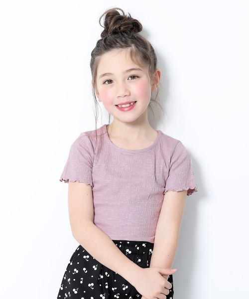 devirock（デビロック）の「クレープTシャツ（Tシャツ/カットソー・キッズ・ベージュ/パープル系その他/ホワイト/オレンジ系その他/ブラック・130cm/110cm/120cm/140cm/100cm/160cm/150cm）」の5枚目の写真