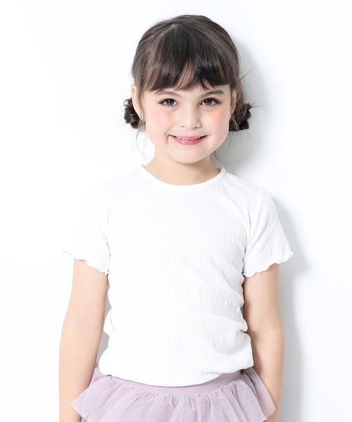 devirock（デビロック）の「クレープTシャツ（Tシャツ/カットソー・キッズ・ベージュ/パープル系その他/ホワイト/オレンジ系その他/ブラック・130cm/110cm/120cm/140cm/100cm/160cm/150cm）」の2枚目の写真