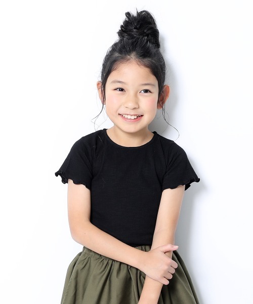 devirock（デビロック）の「クレープTシャツ（Tシャツ/カットソー・キッズ・ベージュ/パープル系その他/ホワイト/オレンジ系その他/ブラック・130cm/110cm/120cm/140cm/100cm/160cm/150cm）」の3枚目の写真