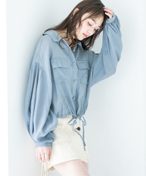 Heather（ヘザー）の「ボリュームショートシャツ　873664（シャツ/ブラウス・レディース・ホワイト/ベージュ/カーキ/ブルー/ピンク系その他・FREE）」の5枚目の写真