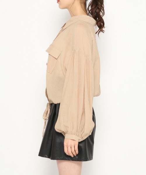 Heather（ヘザー）の「ボリュームショートシャツ　873664（シャツ/ブラウス・レディース・ホワイト/ベージュ/カーキ/ブルー/ピンク系その他・FREE）」の6枚目の写真