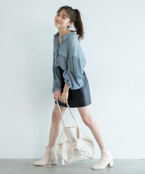 Heather（ヘザー）の「ボリュームショートシャツ　873664（シャツ/ブラウス・レディース・ホワイト/ベージュ/カーキ/ブルー/ピンク系その他・FREE）」の15枚目の写真