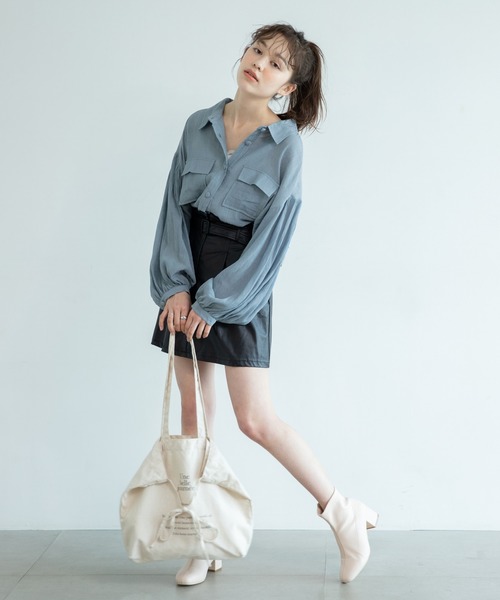 Heather（ヘザー）の「ボリュームショートシャツ　873664（シャツ/ブラウス・レディース・ホワイト/ベージュ/カーキ/ブルー/ピンク系その他・FREE）」の16枚目の写真