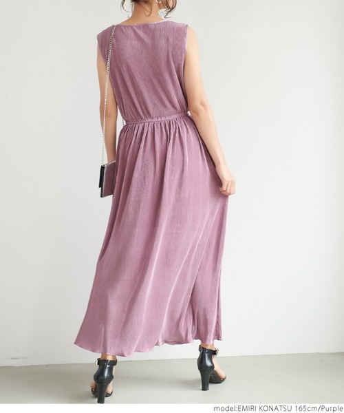 coca（coca）（コカ）の「光沢プリーツワンピース（ワンピース・レディース・ライトブルー・ONE SIZE）」の5枚目の写真