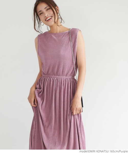 coca（coca）（コカ）の「光沢プリーツワンピース（ワンピース・レディース・ライトブルー・ONE SIZE）」の6枚目の写真