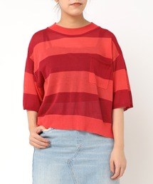 RNA（アールエヌエー）の「K2491 ボーダーシアーニットポケTシャツ（Tシャツ/カットソー）」