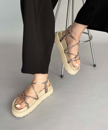 低反発クッション入りプラットフォームサンダル