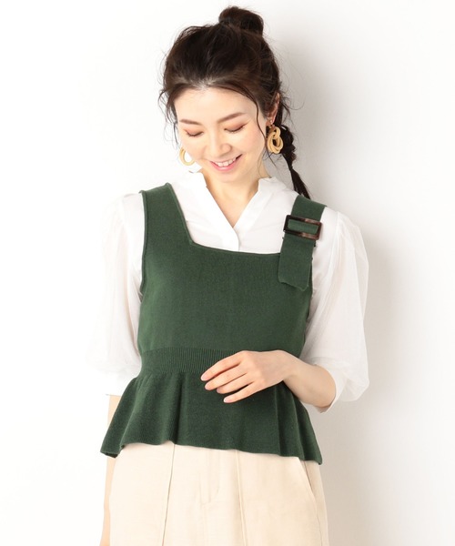 archives（アルシーヴ）の「アシメニットビスチェ+ボリューム袖ブラウスSET（シャツ/ブラウス・レディース・ブラック/ピンクベージュ/グリーン・MEDIUM）」の3枚目の写真