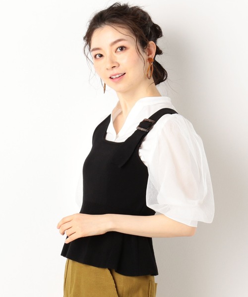 archives（アルシーヴ）の「アシメニットビスチェ+ボリューム袖ブラウスSET（シャツ/ブラウス・レディース・ブラック/ピンクベージュ/グリーン・MEDIUM）」の4枚目の写真