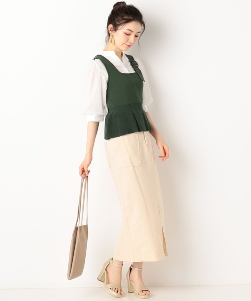 archives（アルシーヴ）の「アシメニットビスチェ+ボリューム袖ブラウスSET（シャツ/ブラウス・レディース・ブラック/ピンクベージュ/グリーン・MEDIUM）」の10枚目の写真