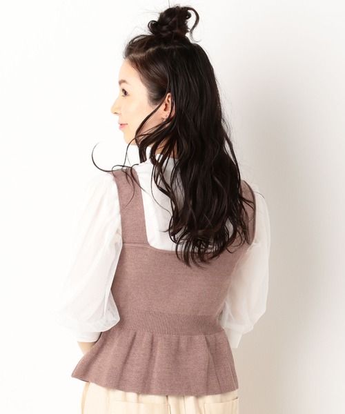 archives（アルシーヴ）の「アシメニットビスチェ+ボリューム袖ブラウスSET（シャツ/ブラウス・レディース・ブラック/ピンクベージュ/グリーン・MEDIUM）」の6枚目の写真