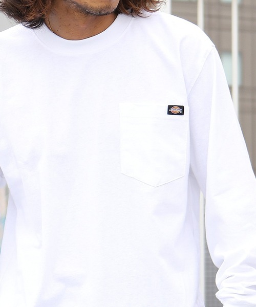 Dickies(ディッキーズ)の「Dickies/ディッキーズ L/S HEAVYWEIGHT CREWNECK 6.75oz ポケット ワンポイント 長袖Tシャツ(Tシャツ/カットソー・メンズ・ブラック/バーガンディー/ヘザーグレー/ダークネイビー/ホワイト・L/M/XL/S)」の2枚目の写真