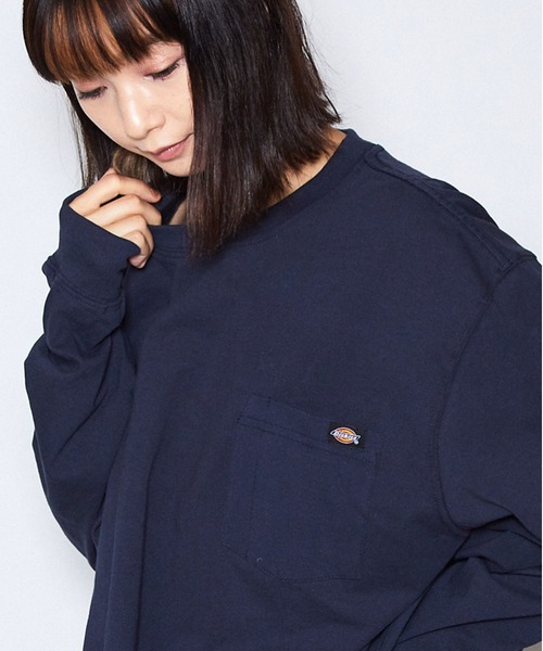 Dickies(ディッキーズ)の「Dickies/ディッキーズ L/S HEAVYWEIGHT CREWNECK 6.75oz ポケット ワンポイント 長袖Tシャツ(Tシャツ/カットソー・メンズ・ブラック/バーガンディー/ヘザーグレー/ダークネイビー/ホワイト・L/M/XL/S)」の4枚目の写真