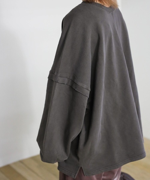 select MOCA(セレクトモカ)の「クラッシュデザインオーバースウェット(Tシャツ/カットソー・レディース・アイボリー/オリーブ/スミクロ・FREE)」の19枚目の写真